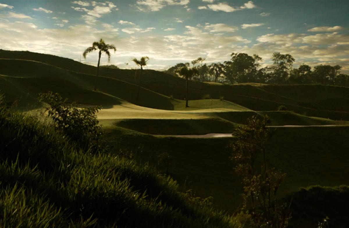 Hole #14 is a medium length par three at Vista Verde and virtually plays as an island green that was shelved into the hillside.