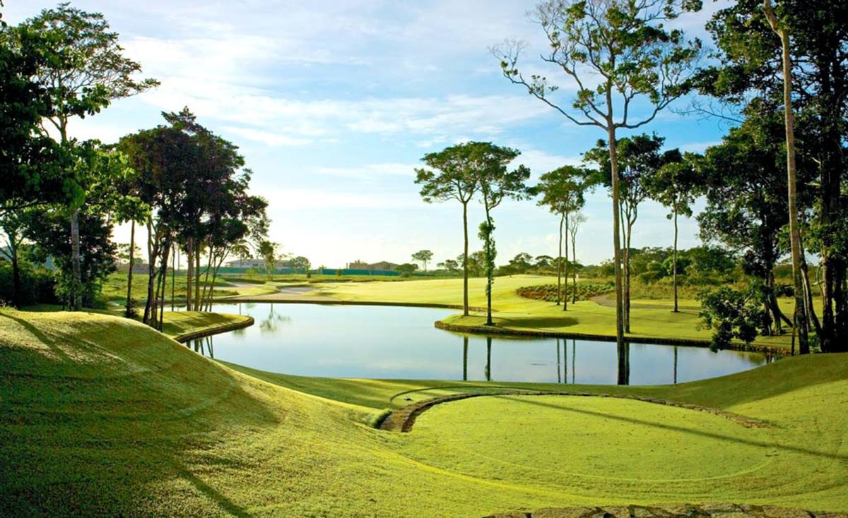 When you leave the coast at Terravista G.C. the setting changes.  The first 11 holes, including the par four #10 seen in this photo, snake their way through the native rain forest that once covered 90% of Brazil.  Ocean views and the cooling rain forest, make for a unique, beautiful and memorable round of golf.   